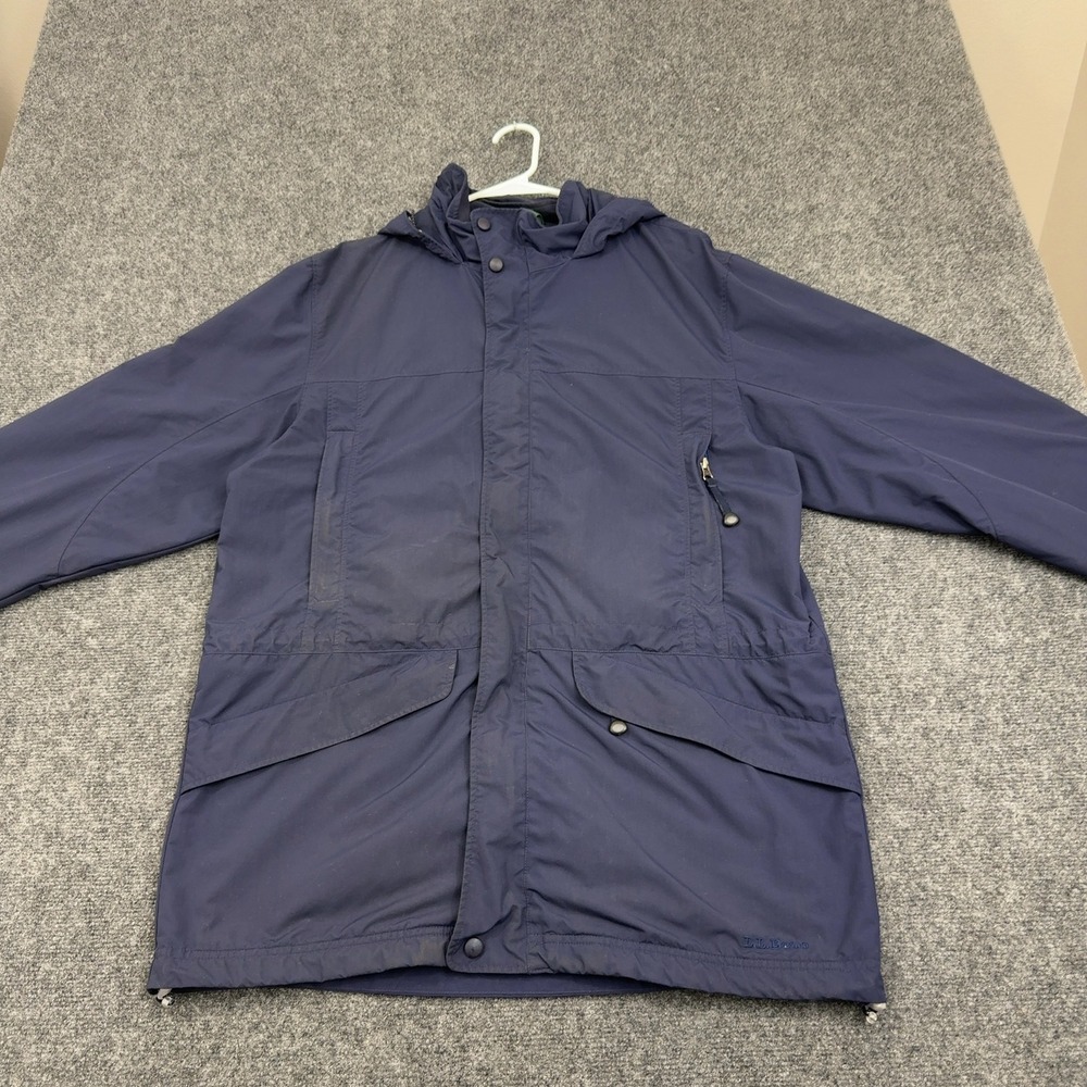 LL Bean Jacket Mens M Blue Nylon Hooded‎ Full Zip Outdoor Gorpcore Style
